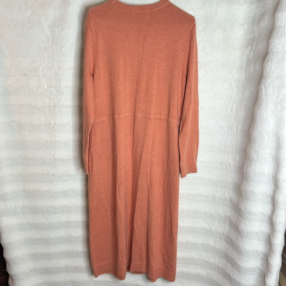 Pure J JILL Red Clay Heather Coral Waist Drawstring midi sweater dress size L - Picture 9 of 12